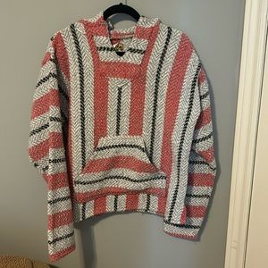 Pink, black and grey poncho hoodie